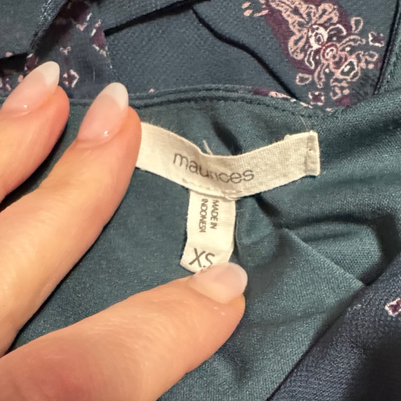 Maurices Teal and Pink/Purple Patterned Dress Size XS - Picture 8 of 11